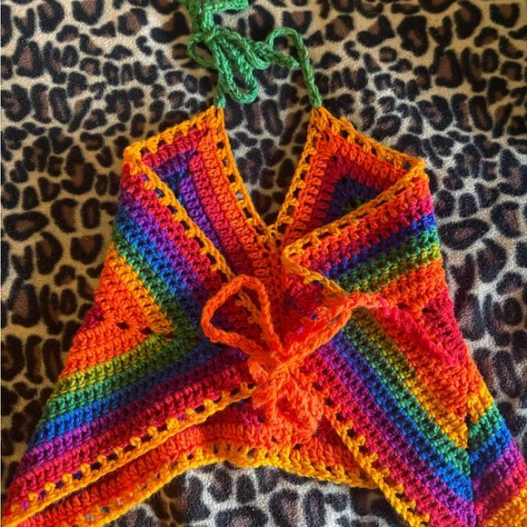 Multicolor Crochet Halter Top - Picture 2 of 6